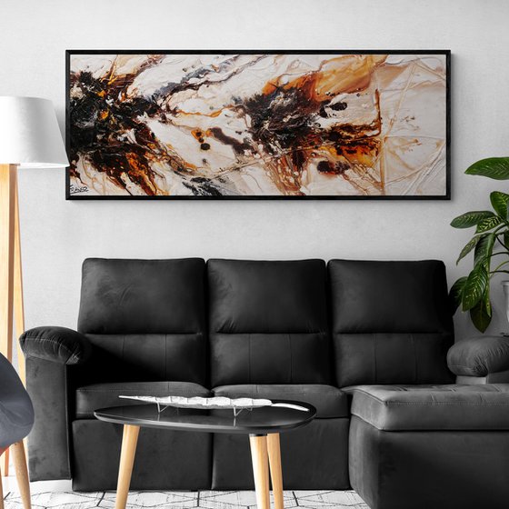 Umber Oxide 160cm x 60cm Brown White Textured Abstract Art