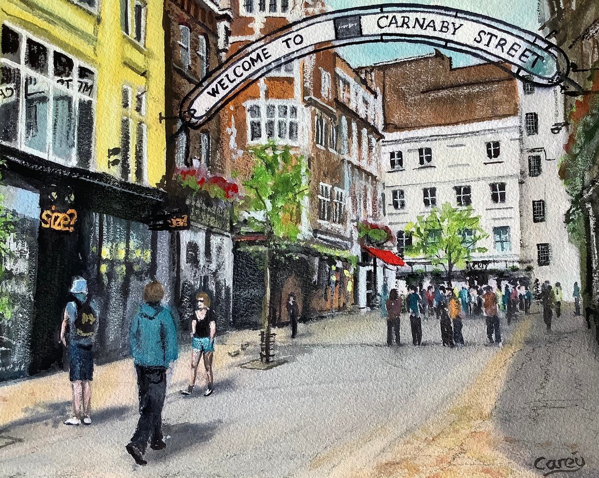 Impressionistic Cityscapes Watercolour By Darren Carey, 15 X 11, Carnaby Street, London., Original Artwork