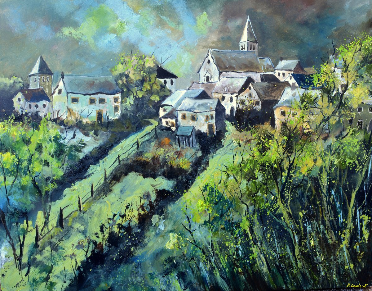 A Village In My Countryside In Spring By Pol Henry Ledent, 35 X 28, Artwork For Sale On Artfinder