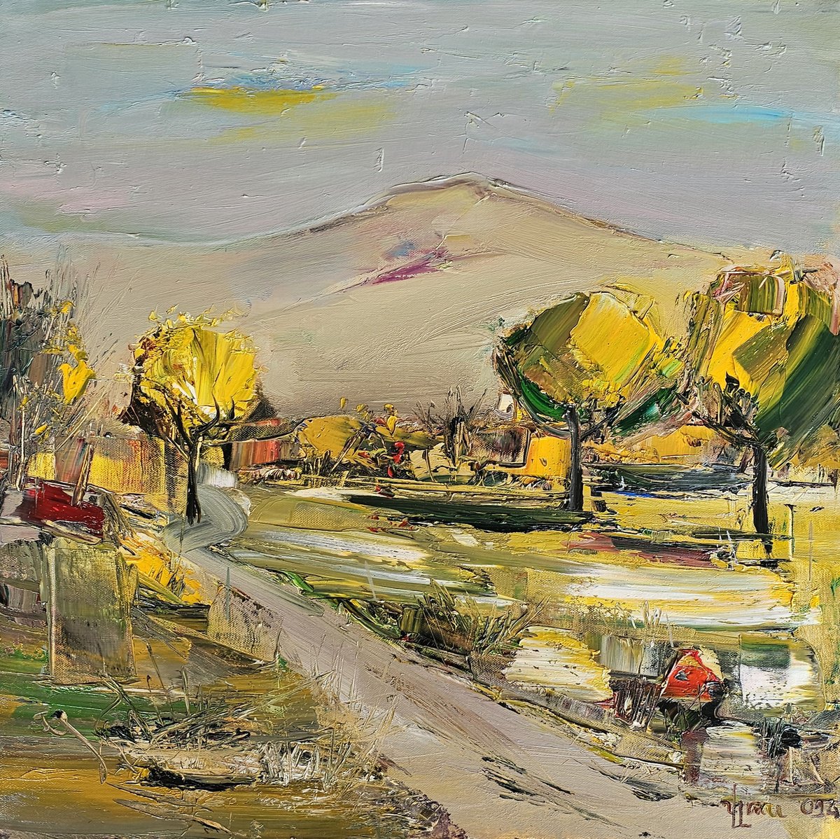 Autumn Road In The Foothills By Vlas Ayvazyan, 28 X 28, Artwork For Sale On Artfinder