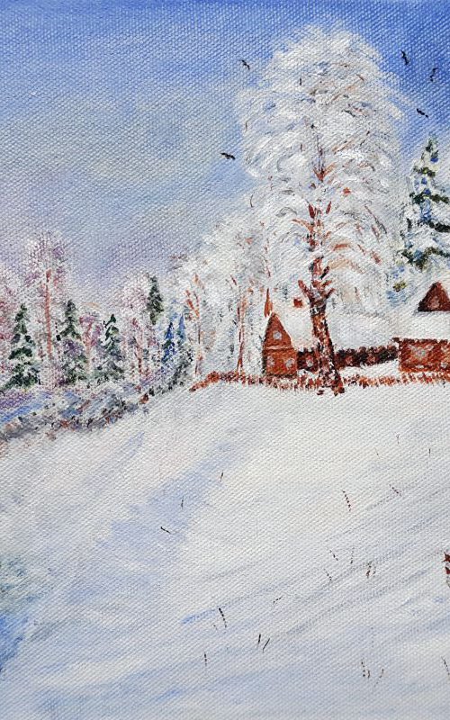 Winter in the village by Luba Ostroushko