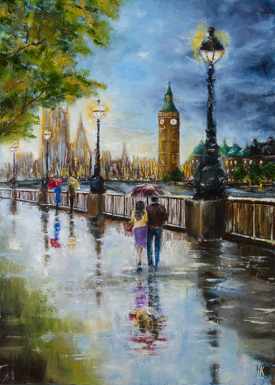 London rainy day stroll