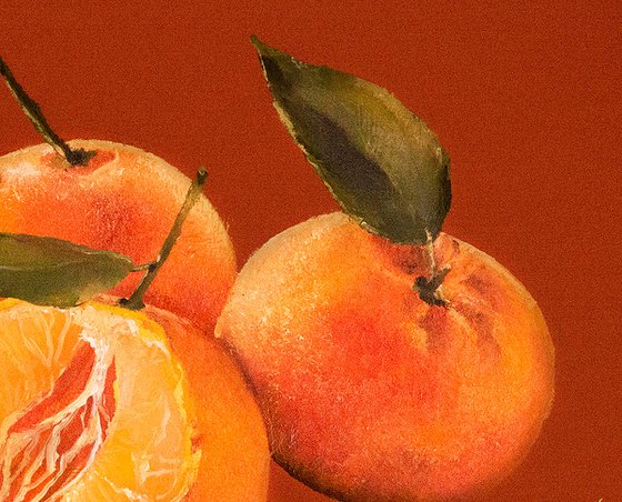 "TANGERINES ON ORANGE BACKGROUND"