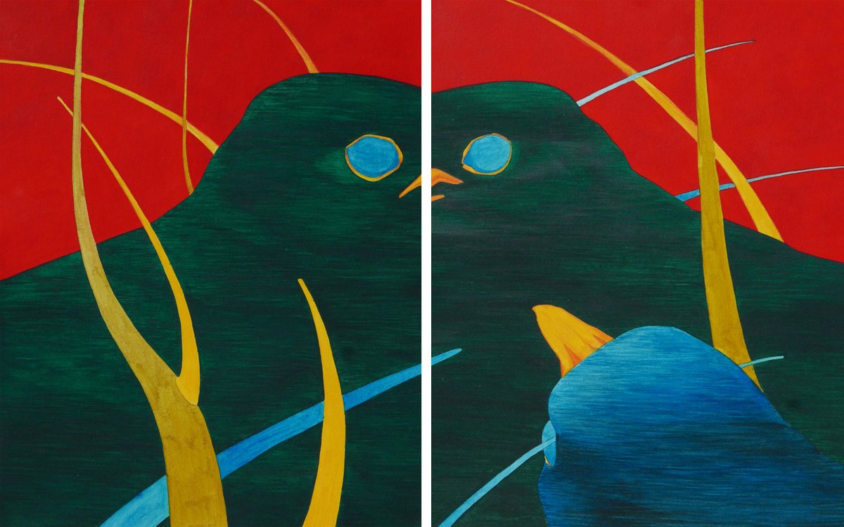 Impressionistic Animal Watercolour By Karina Danylchuk, 19 X 12", Diptych Changed, Original Artwork