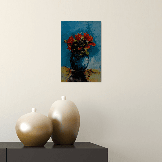 Modern still life painting with flowers