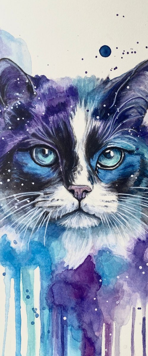 Colourful Cat Painting by Sandy Broenimann