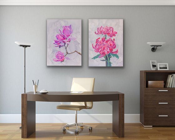 Diptych Pink Flowers