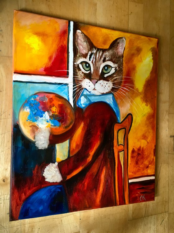 Troy The Cat #3 artist inspired by self-portrait of Amedeo Clemente Modigliani