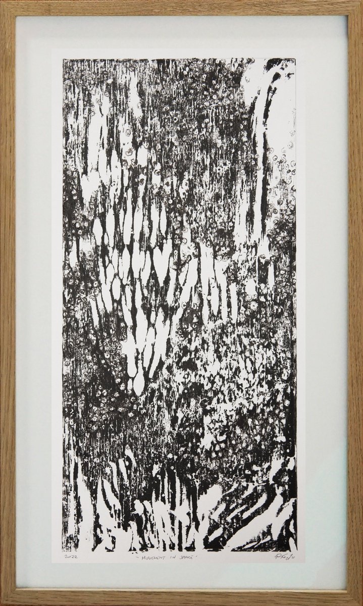 Abstract Ink Drawing By Przemek Kret, 10 X 17", Movement In Space, Original Artwork