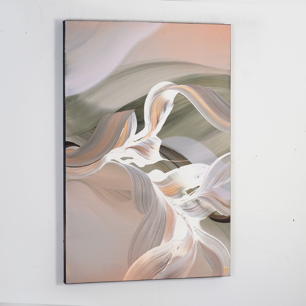 Abstract Acrylic Painting By Novi Lim, 24 X 36", Silk Blossom, Original Artwork