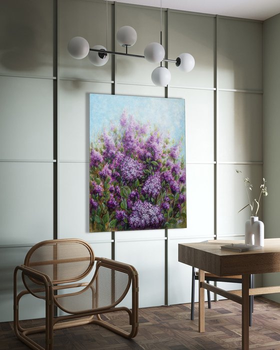 Big size Impressionist oil painting THE SCENT OF LILAC