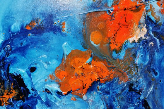 Midday Sunrise 160cm x 100cm Blue Orange Abstract Art