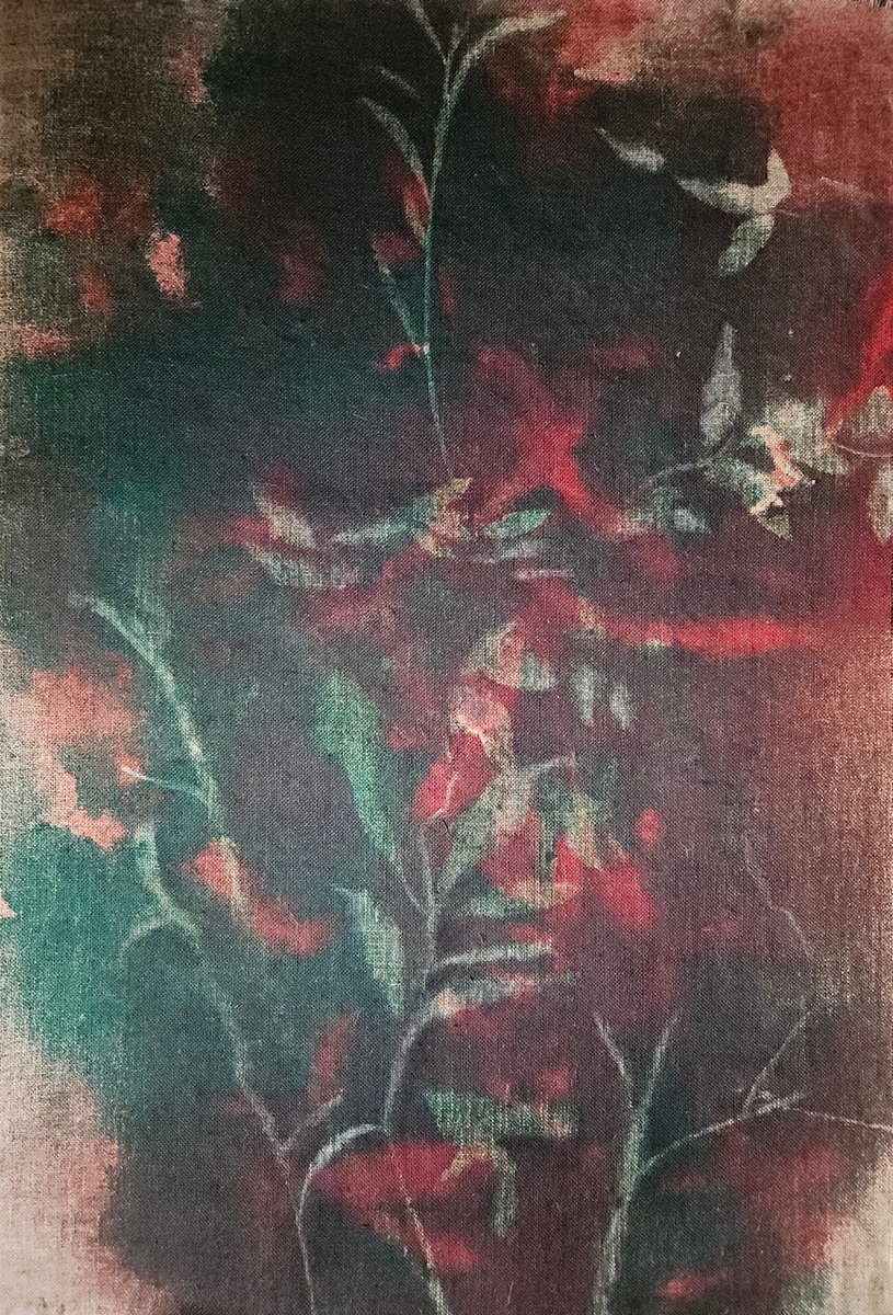 Surrealistic Botanical Acrylic Painting By Stefano Mazzolini, 39 X 59", Rf7172 Double-Sided, Original Artwork