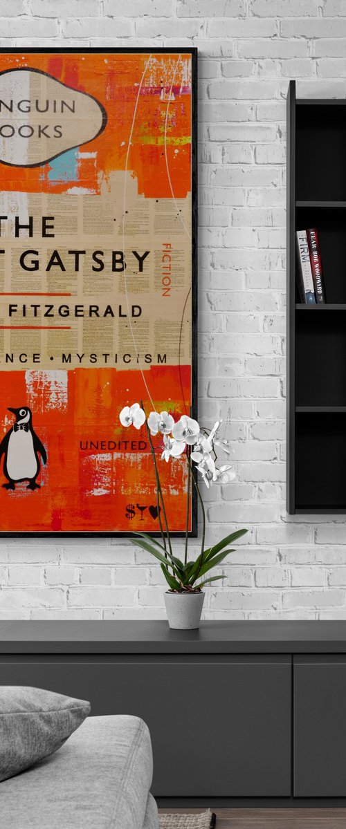 Gatsby Mystery 140cm x 100cm Textured Book Page Urban Pop Art by Franko