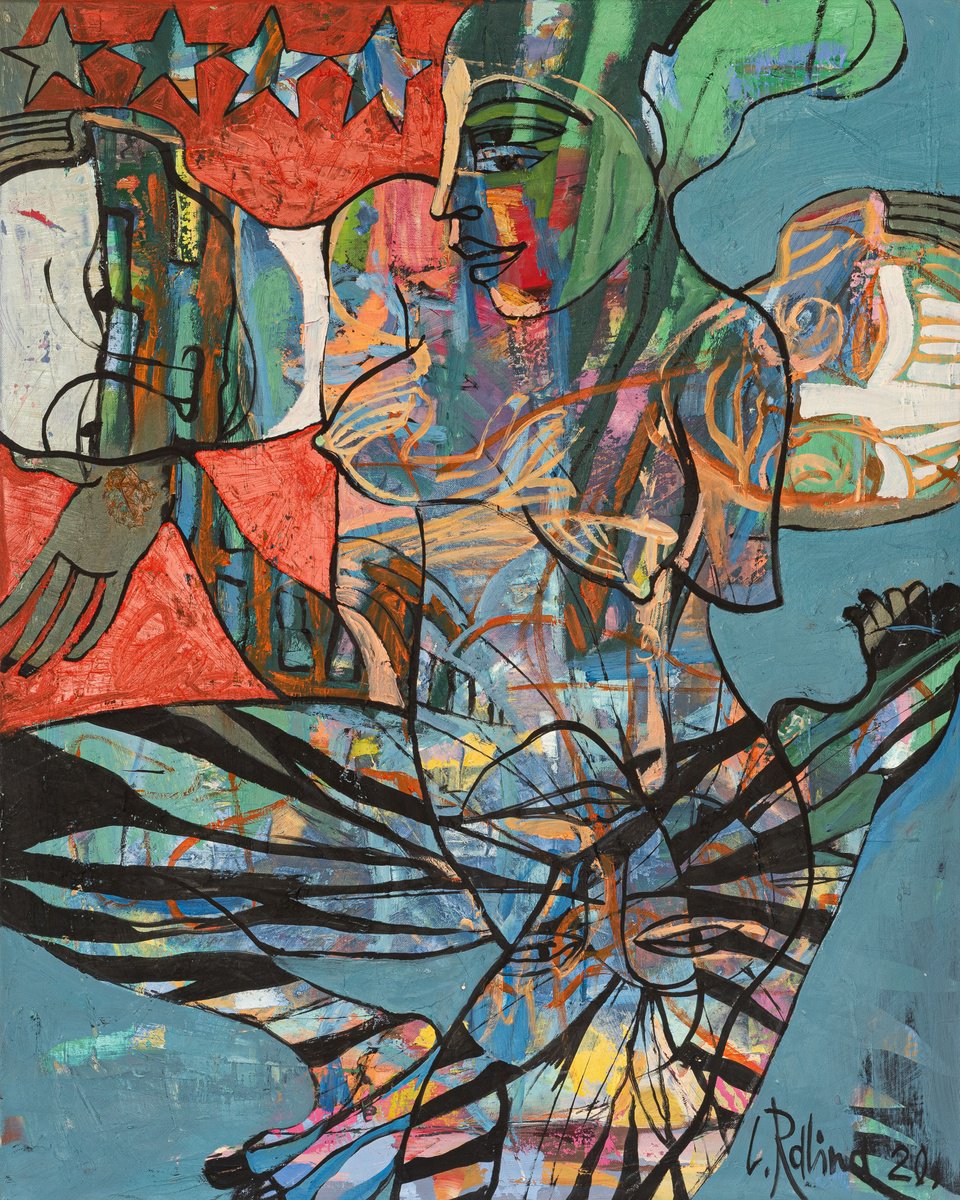 Abstract Oil Painting By Yelena Ralina, 31 X 39", A Long Time, Original Artwork