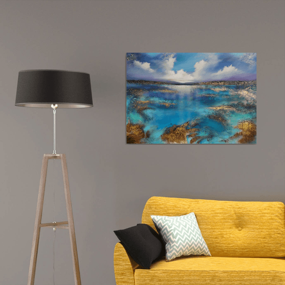 A large original modern semi abstract  seascape painting "Wonderland"