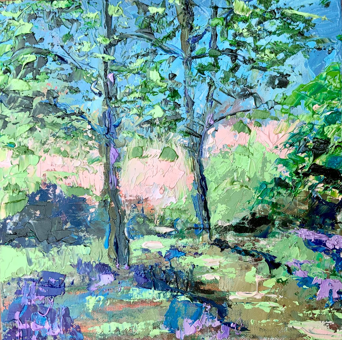 Spring in the forest - trees, landscape, bluebonnet by Alexandra Jagoda (Ovcharenko)