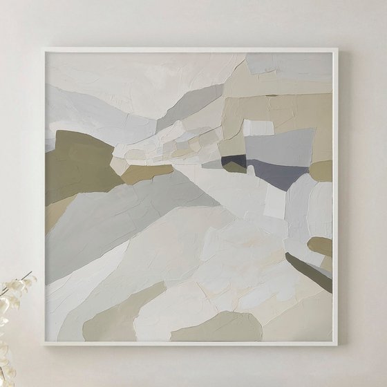 "Aura 4" Beige olive blue abstract art