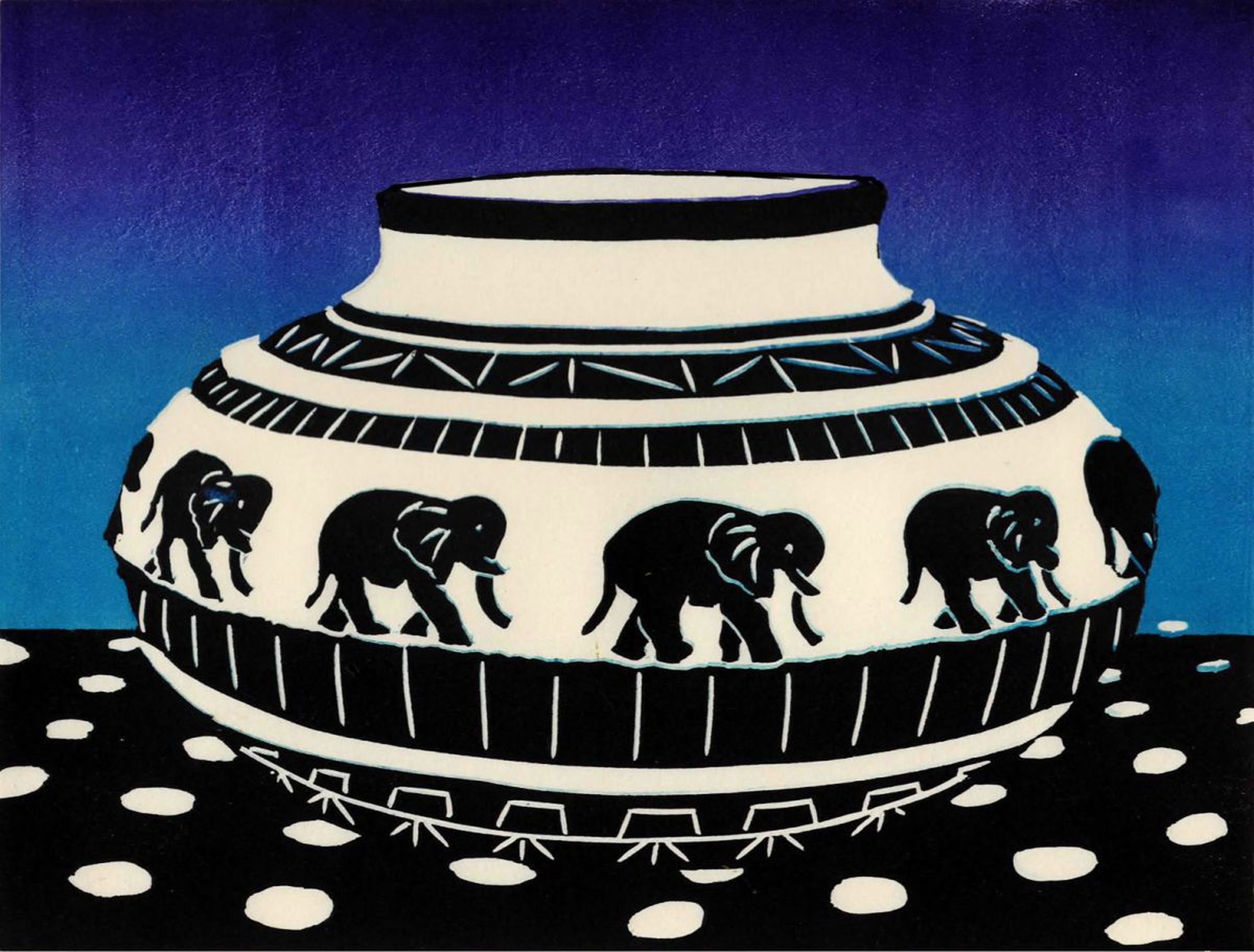 Elephant Bowl 2016 Linocut By Drusilla Cole Artfinder