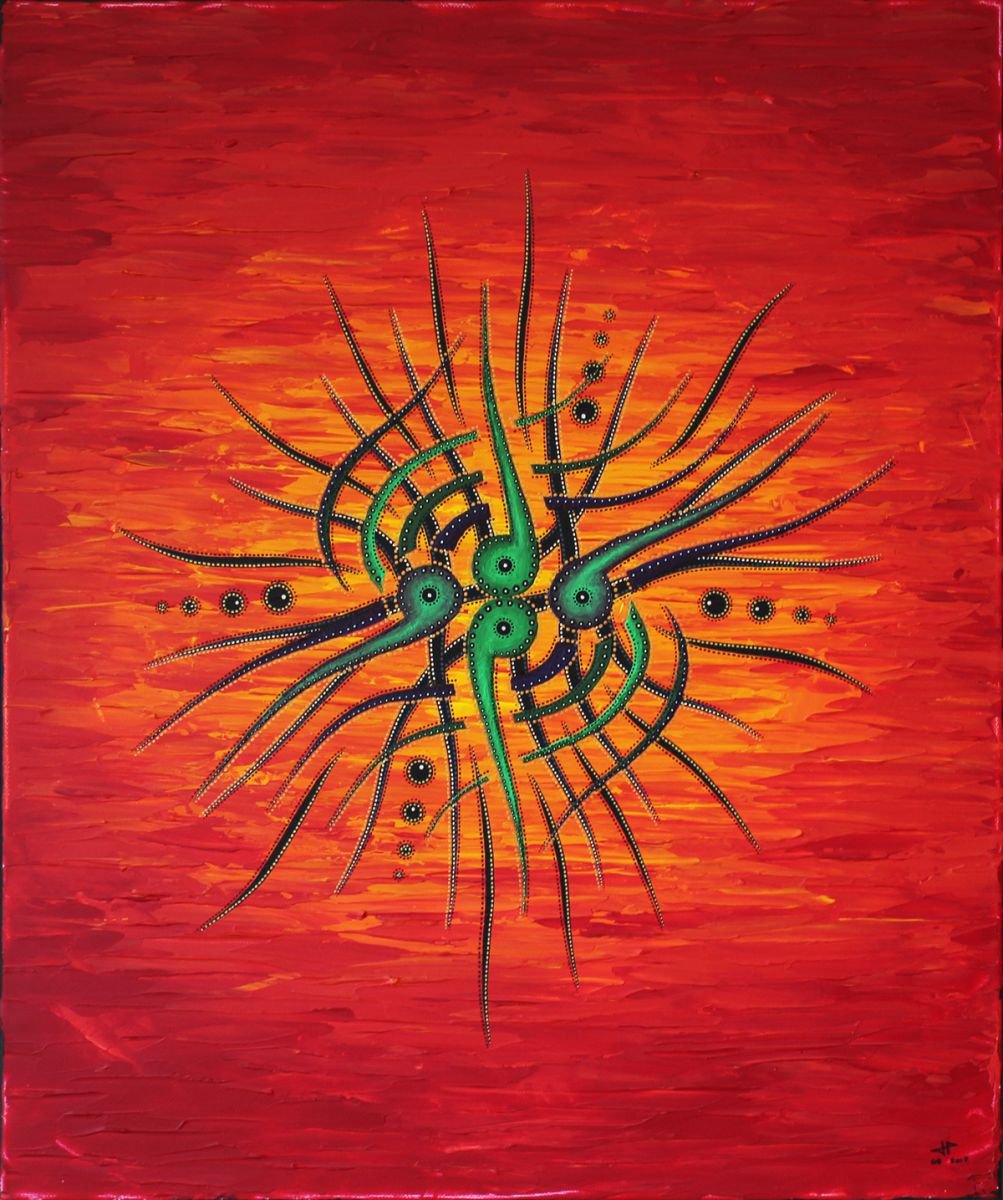 Abstract Acrylic Painting By Jonathan Pradillon, 18 X 22, Envers, Original Artwork