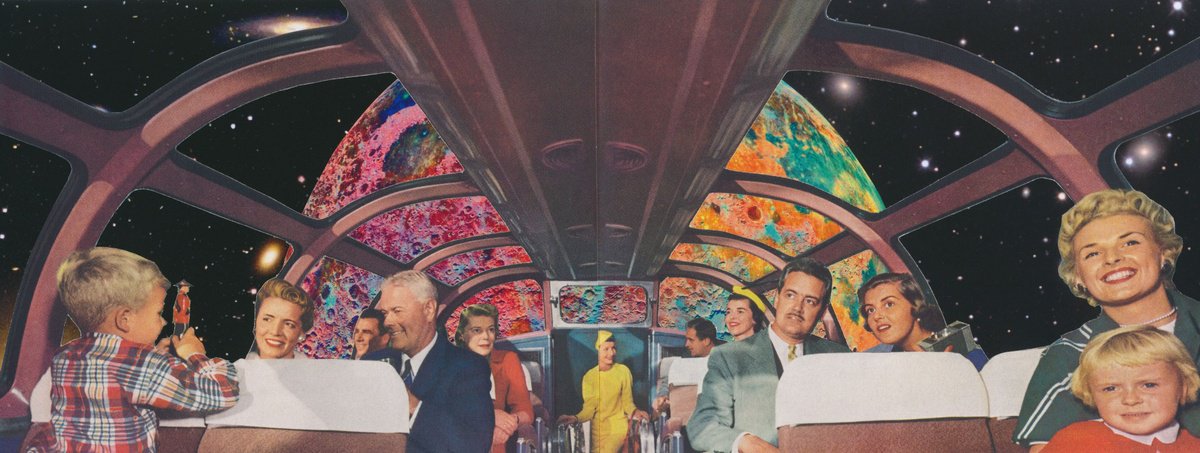 Urban And Pop Portrait Collage By Paper Draper, 16 X 8", Space Trippers, Original Artwork