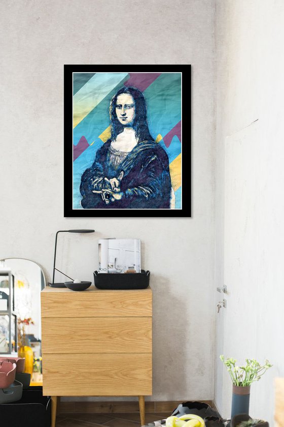 Mona Lisa Sign Of The Horns - Pop Art Modern Poster Stylised Art