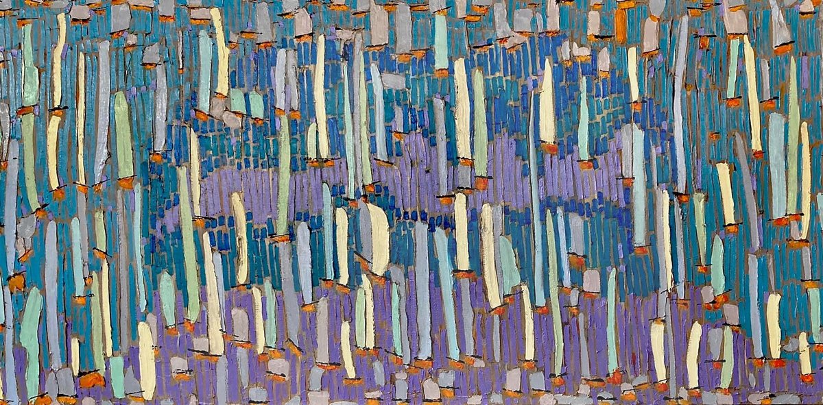 Impressionistic Landscape Oil Painting By Ann Parks Mccray, 48 X 24, Nocturne, Original Artwork