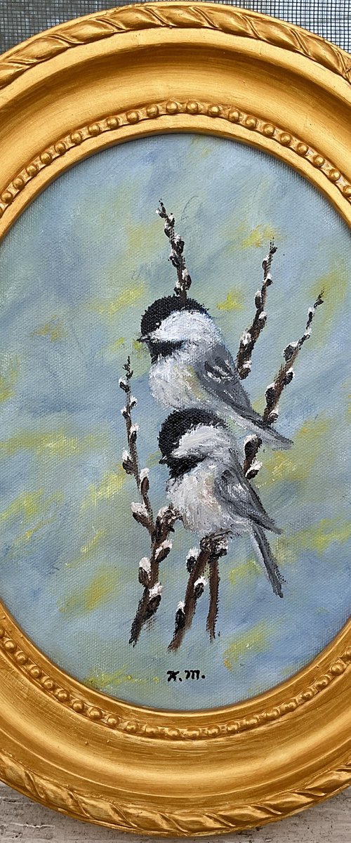CHICKADEES # 84 - (SOLD) by Kathleen McDermott