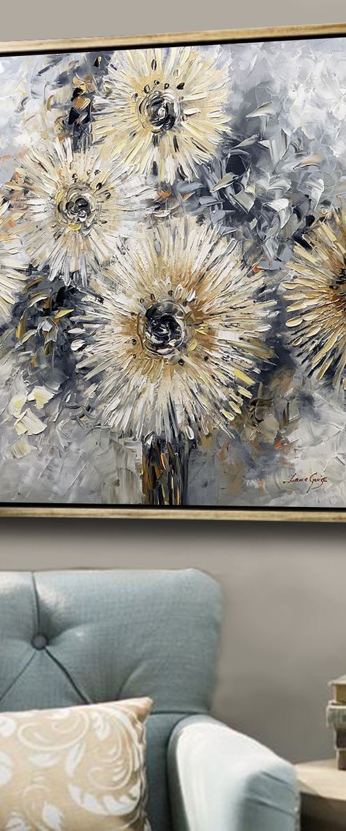 Floral Painting - Modern Chic - Original Oil Abstract Textured by Lana Guise