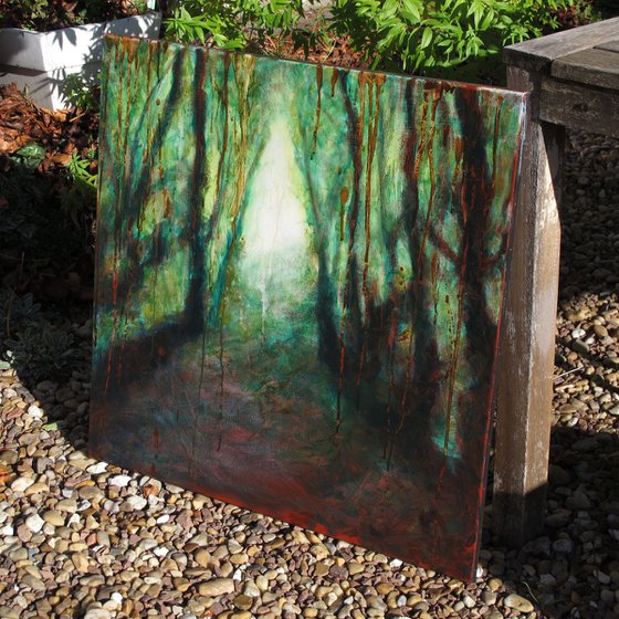 The emerald forest - oil painting - woodland landscape