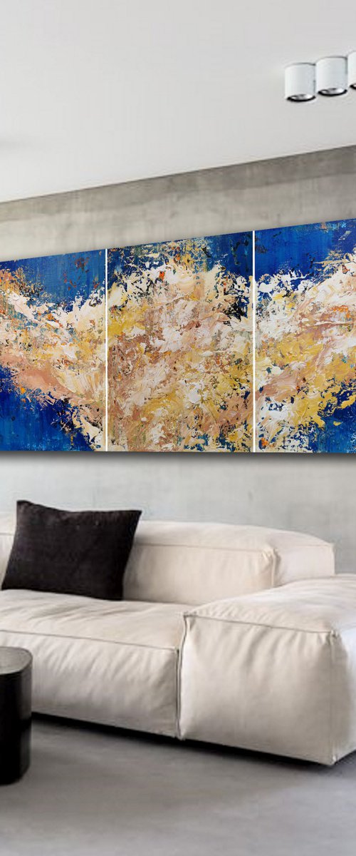 255x100cm. / Abstract triptych / Abstract 2183 by Alex Senchenko