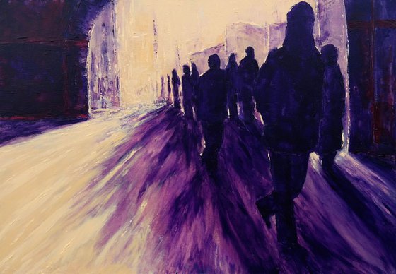 The Sense of Light - Cityscene LARGE palette knife  PAINTING 100x70cm