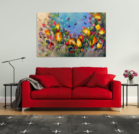 "Flowers" VERY LARGE Floral Painting