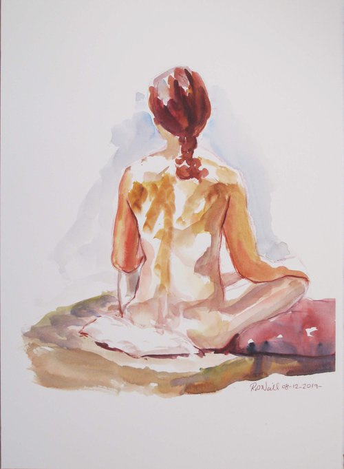 Seated female nude study by Rory O’Neill