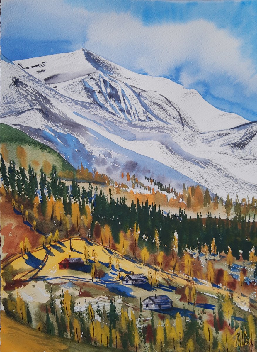 Impressionistic Watercolour , Autumn In Moutians By Yuliia Sharapova, 16 X 20, Artwork For Sale On Artfinder