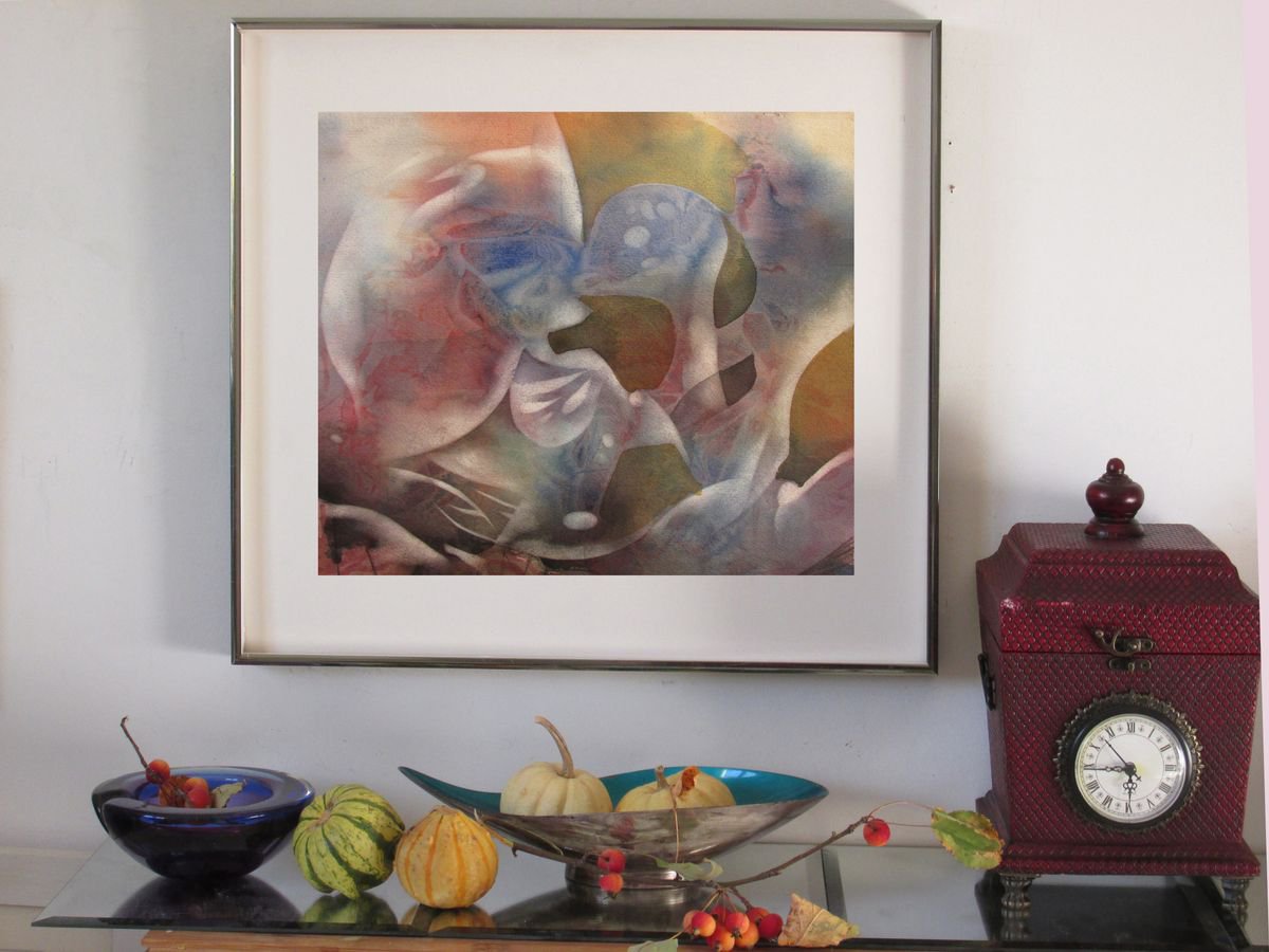 Abstract Watercolour By Alfred Ng, 15 X 13, Structured Abstract Painting, Original Artwork