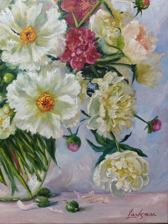 Peonies bouquet  still life