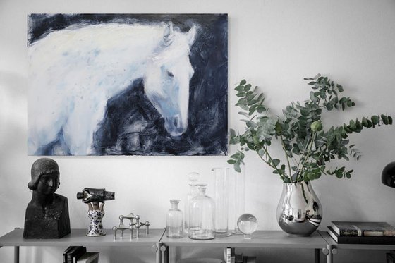 Oil painting White horse