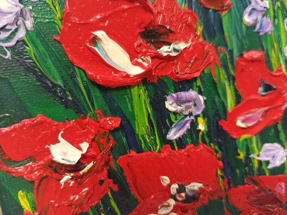 Impasto poppies at the meadow
