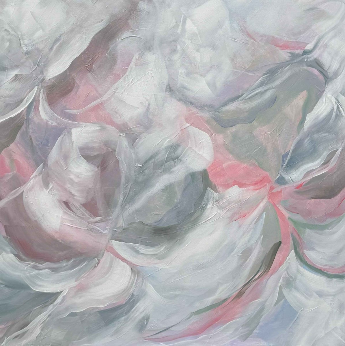 Abstract Botanical Acrylic Painting By Ivana Gigovic, 35 X 35, Morning Light, Original Artwork