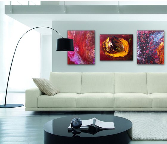 "Birth Of Consciousness Series" - FREE USA SHIPPING - Original Triptych, Abstract PMS Acrylic Paintings Series - 52" x 20"