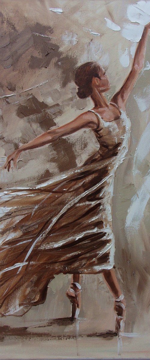 " LIGHT II ... "- ballerina liGHt ballet ORIGINAL OIL PAINTING, GIFT, PALETTE KNIFE by Monika Luniak