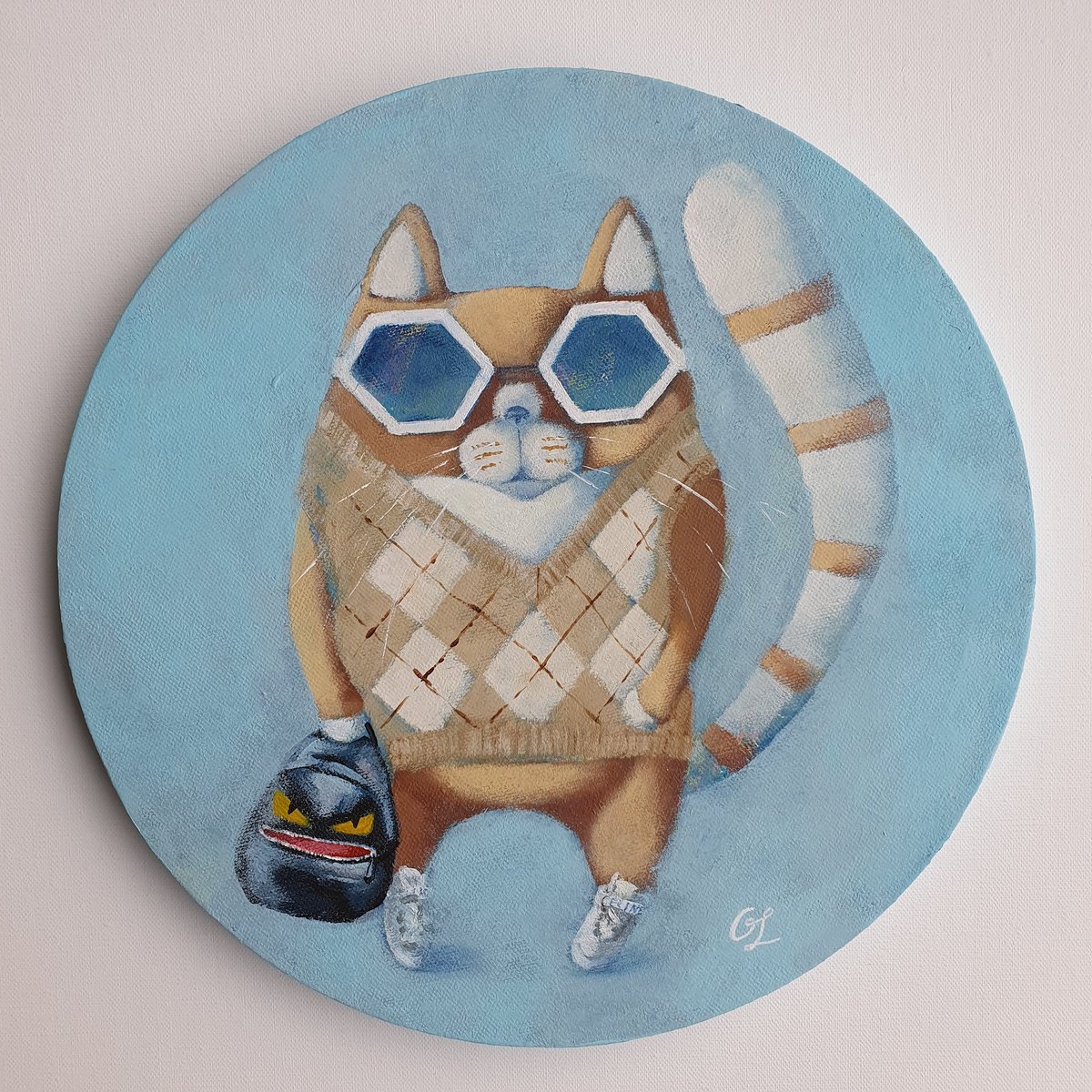 Posh - small acrylic cat painting, fashion by Olesya Izmaylova