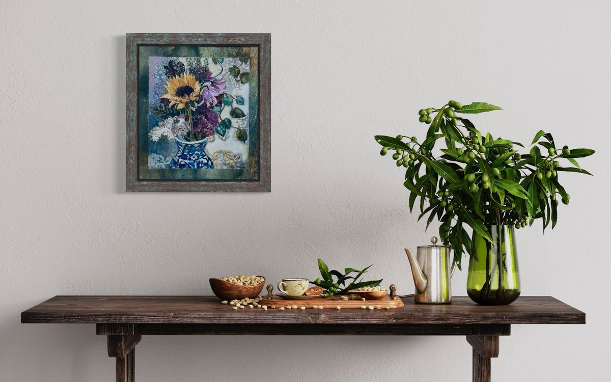 Bouquet With Sunflower By Nadezda Stupina, 13 X 15, Artwork For Sale On Artfinder