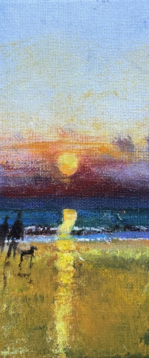 Beach stroll with dog by Teresa Tanner