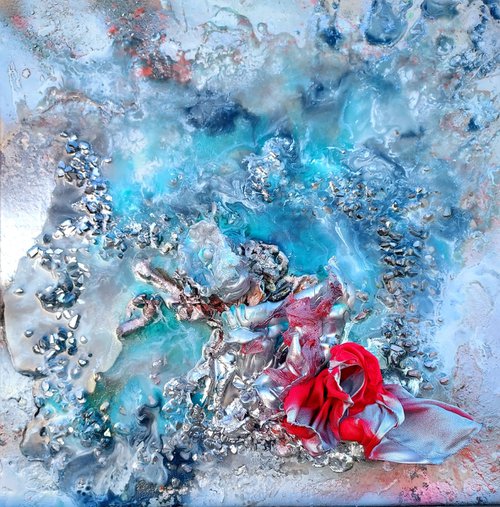 Fire and Ice- Abstract Painting Canvas Original Oil Painting Abstract Art Ocean Art Coastal Decor Resin Art by Nikolina Andrea Seascapes and Abstracts