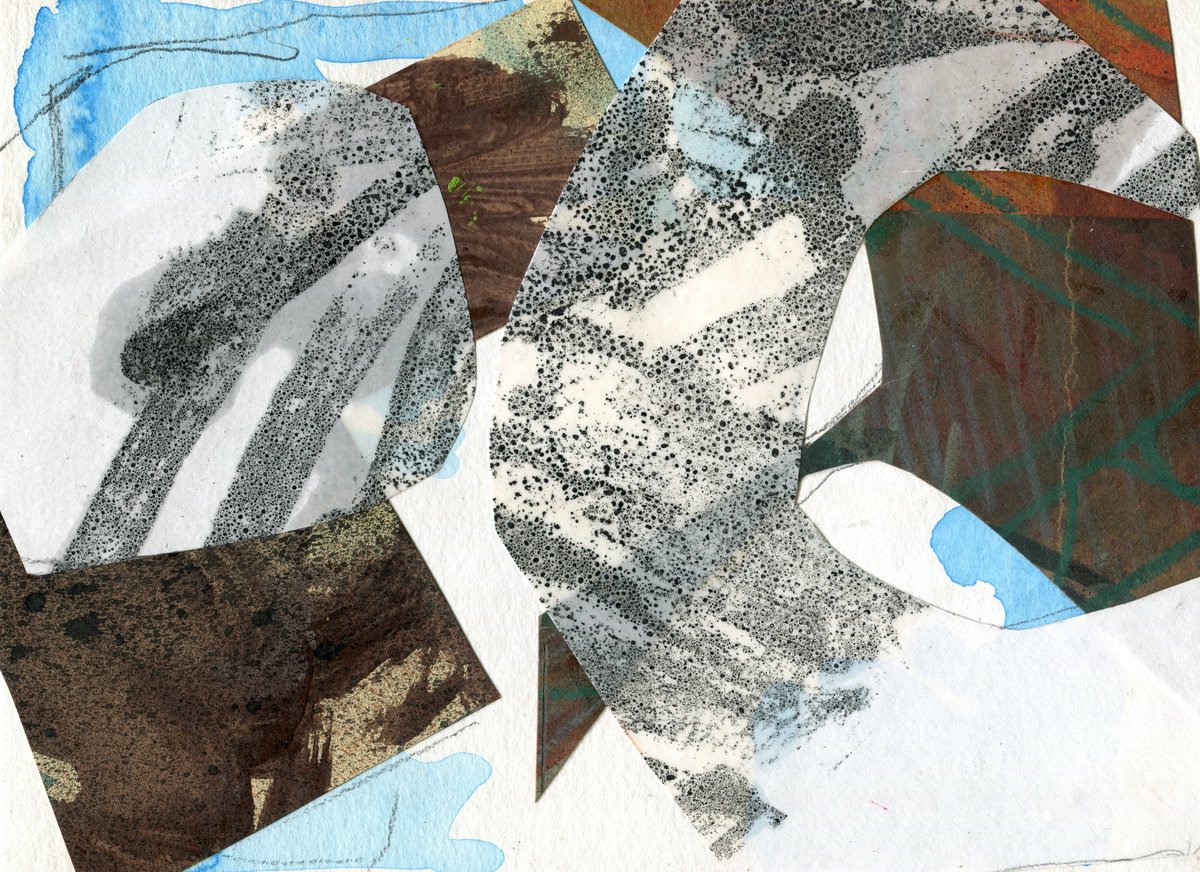 Abstract Collage By Elizabeth Anne Fox, 12 X 8, Winter Deeps, Original Artwork