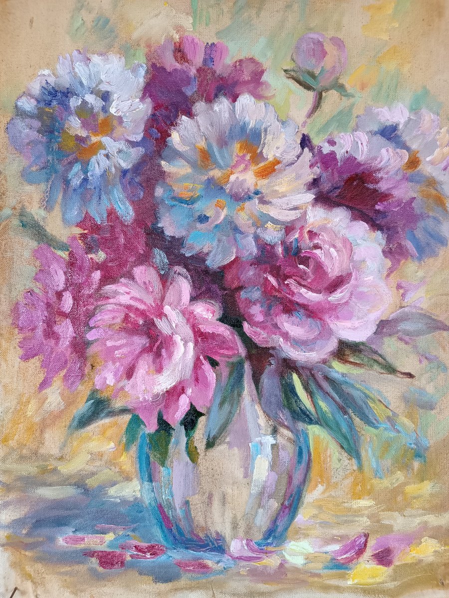 Peony Still Life by Olga Lomax