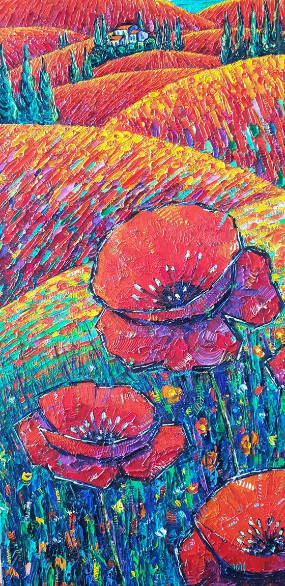 TUSCANY HILLS OF RED POPPIES