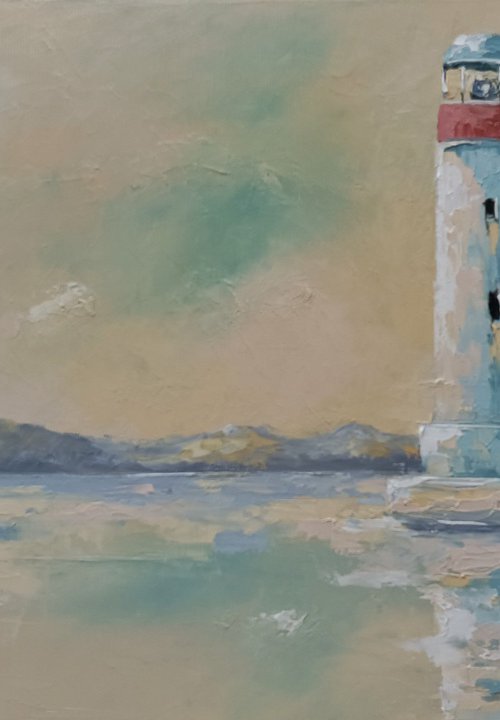 Lighthouse oil painting. Oil on canvas art by Marinko Šaric